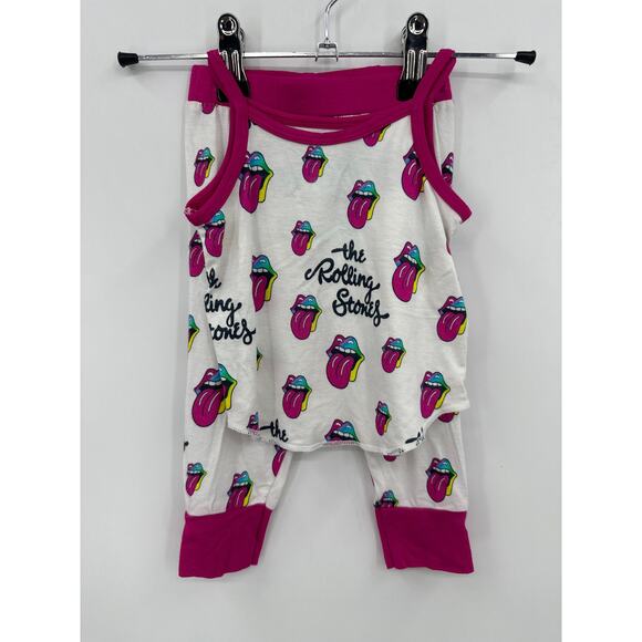 Rowdy Spout Bamboo 2 pc Rolling Stones Pajama Set Size 3-6 Months - Picture 1 of 5